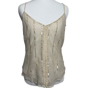VINTAGE SILK The Limited Cream Sequin Camisole Top
